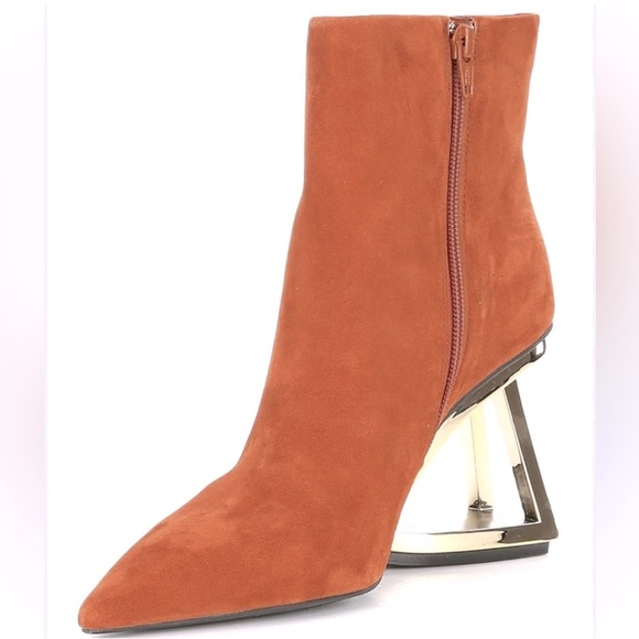 Giani Bini Harrison Brown Suede Architectural Wedge Ankle Booties- Size 8.5M - Picture 1 of 8